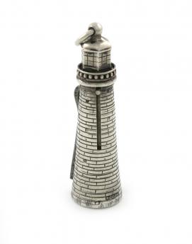 A Victorian novelty silver pencil, button hook and pen knife, Birmingham 1896, check modelled as a lighthouse, with a ring attachment, length 4.5cm. Provenance: The KB Collection of Pencils. Illustrated in Bull, K., The KB Collection of Pencils, private