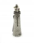 A Victorian novelty silver pencil, button hook and pen knife, Birmingham 1896, check modelled as a lighthouse, with a ring attachment, length 4.5cm. Provenance: The KB Collection of Pencils. Illustrated in Bull, K., The KB Collection of Pencils, private