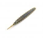 A French gold and enamel pencil, by Cartier, Paris, feather quill form, with grey enamel decoration and a gold and white enamel bead border, with a moonstone slider, in a fitted Cartier case, the underside with 'Cartier 13, Rue de la Paix, and 4, Burlingt - 2